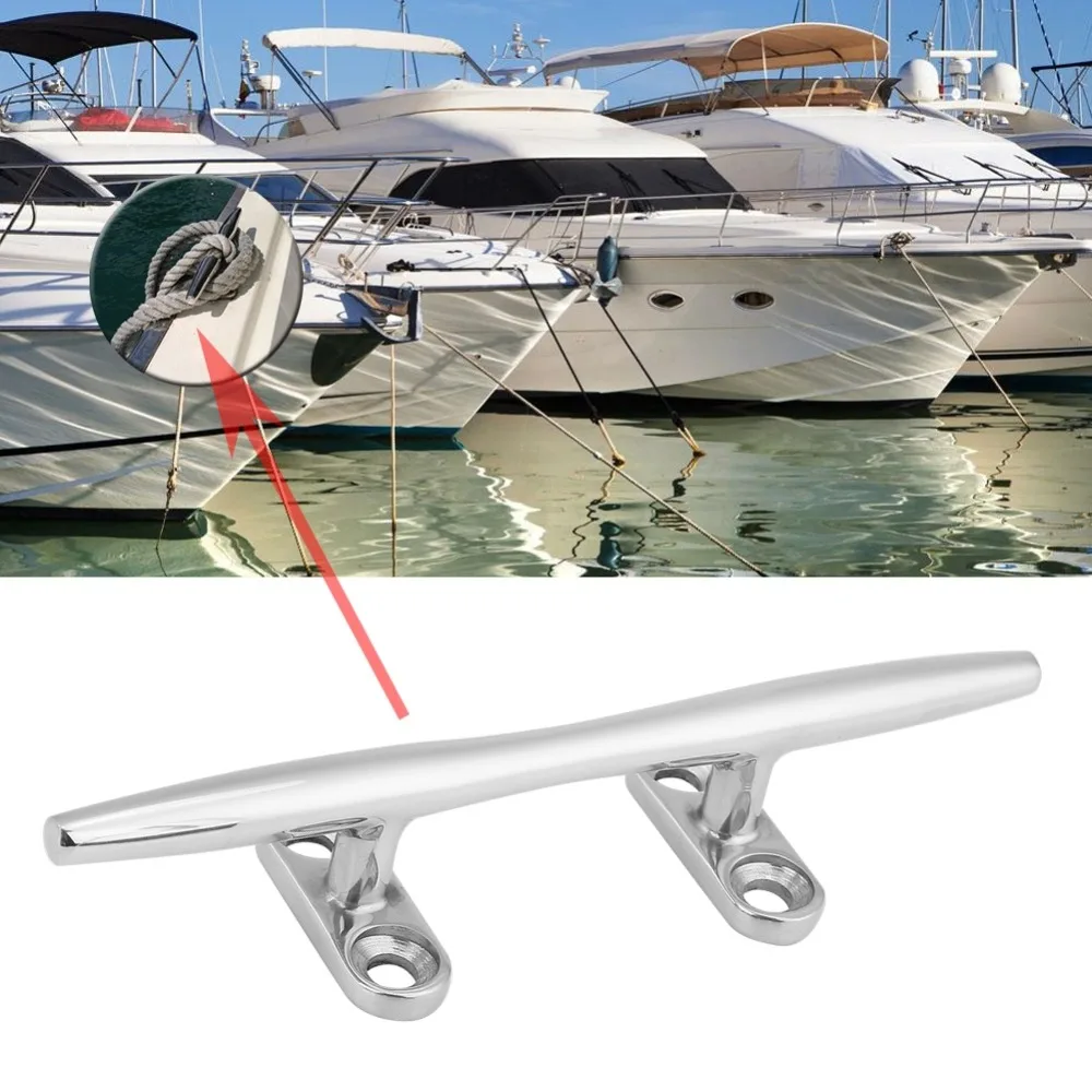 Boat Hollow Base Cleat 6" Stainless Steel Marine Boat Dock Deck Rope