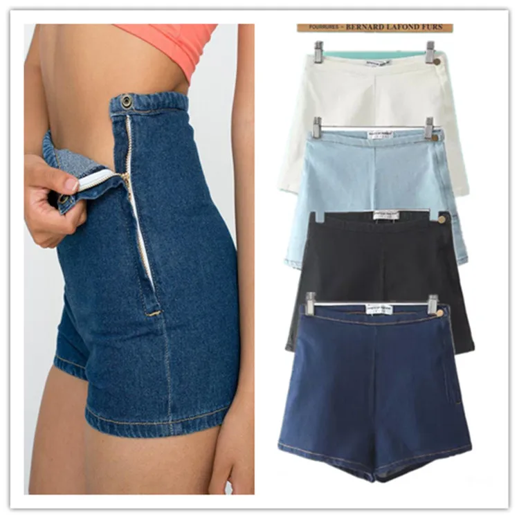 

Indian Sari Dresses Women Clothing Indian Saree 2017 Hot New Western Style Aa Side Zipper Waisted Jeans Washed Denim Shorts