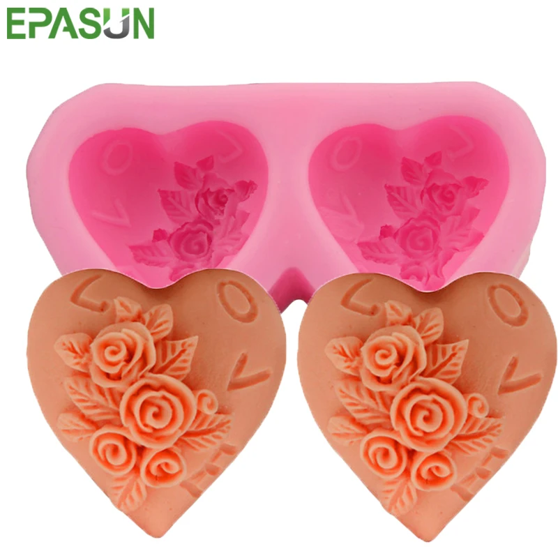 

EPASUN Silicone Soap Mould Making Fondant Mold 3D Heart Round DIY Form Homemade Wedding Cake Decorating Sugarcraft Moulds Tools