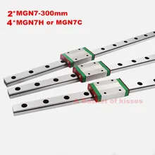 MGN7R ЧПУ 2 линейную рельсы MGN7-L300mm + 4 MGN7H или MGN7C каретки 7 мм ширина небольшая как кукуруза для ЧПУ X Y Z оси линейного руководства