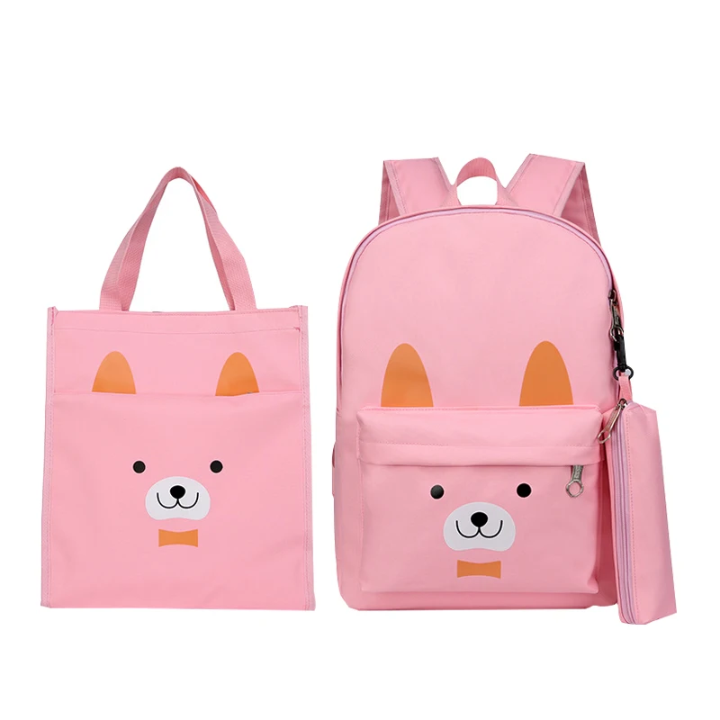

Set Of 3 Pcs Cute School Bag Cartoon Pattern Large Capacity Storage Stationery Teenage Satchel Kid's Zip Backpack Supplies Stuff