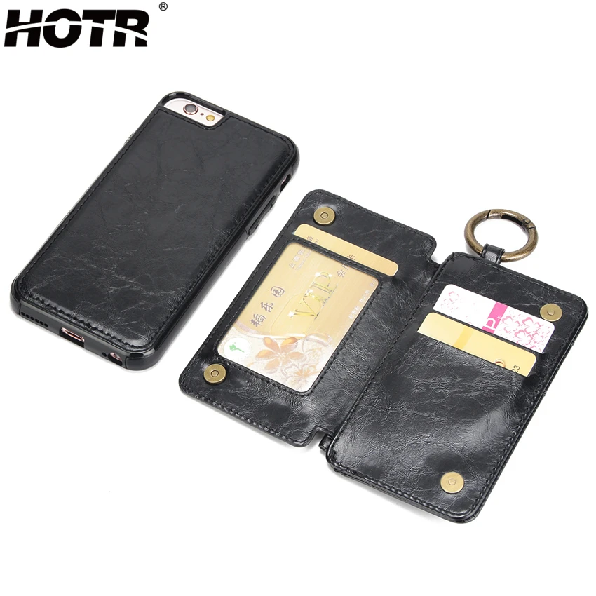 

HOTR for iphone 5s Flip Leather Case Removable PU Leather Back Cover for iphone 5 SE Magnetic Absorb Holder Card Insert Case