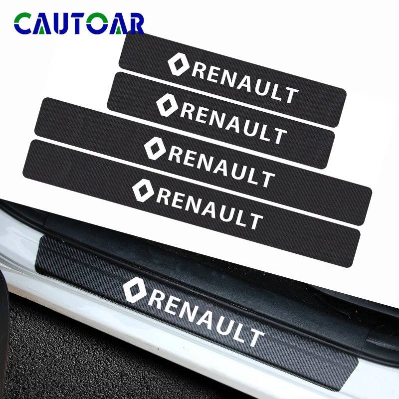 

Car styling 4pcs Carbon Fiber Car Door Scuff Plate sticker Decal for Renault duster megane 2 logan renault clio Accessories