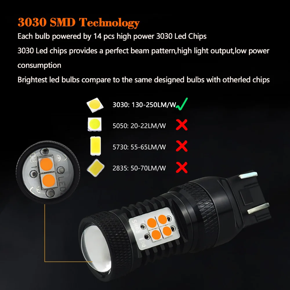2 шт. T20 светодиодный W21/5 Вт 7443 14 SMD Автомобильные стоп сигналы 21/5 DRL вождения