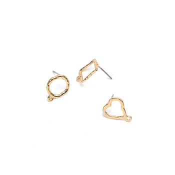

SEA MEW 30 PCS Fashion Metal Alloy Gold Stud Earring Settings With a Loop For Jewelry Making