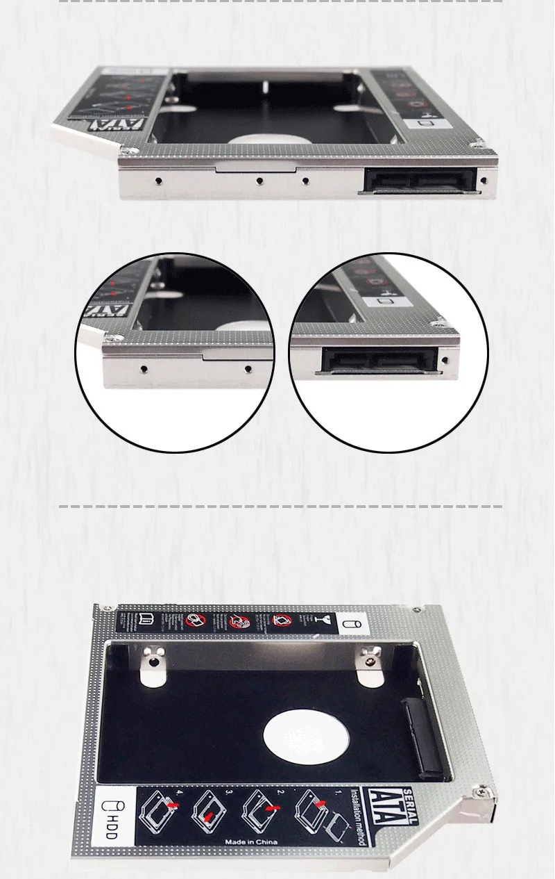 Универсальный 2,5 2nd 9,5 мм ssd Hd SATA жесткий диск HDD Caddy адаптер отсек для Cd Dvd Rom Оптический отсек