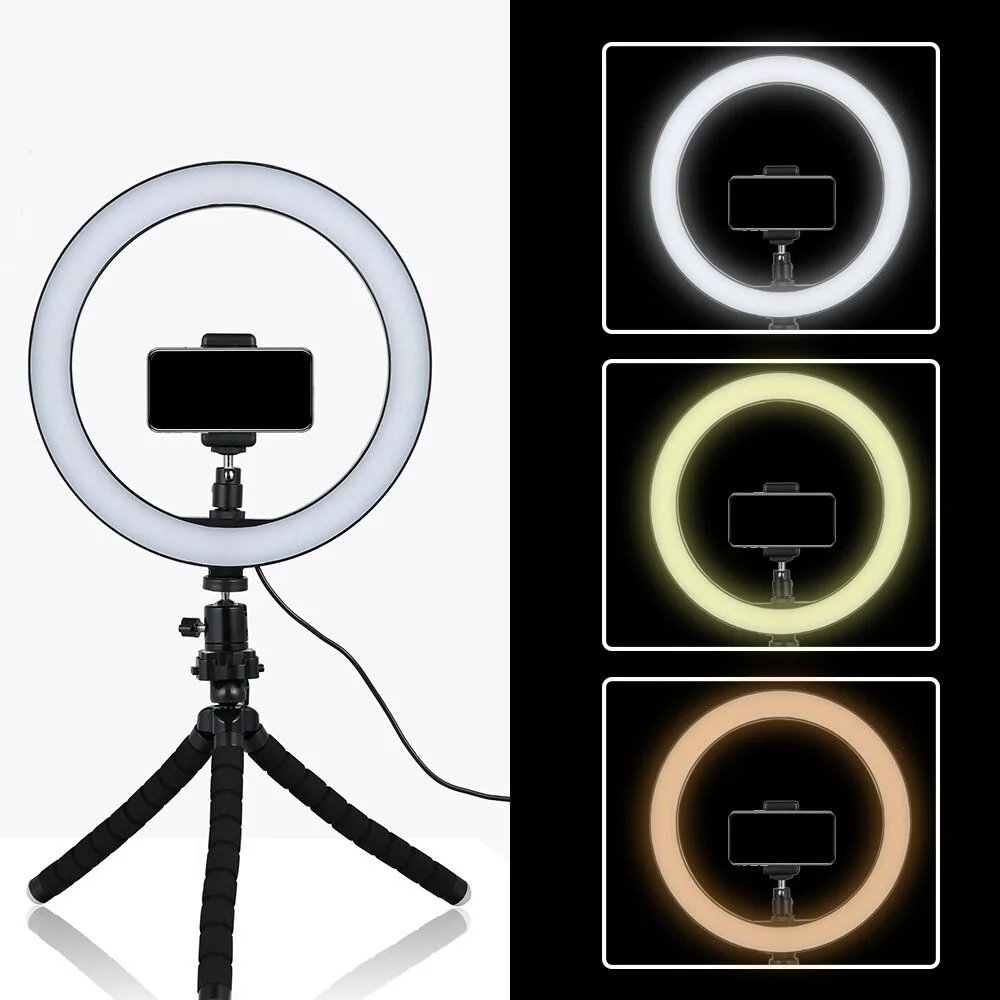 

Tycipy 26cm Selfie LED Ring Light With Mini Tripod Stand Phone Holder For iPhone XS MAX 8 7 6 Plus Smartphone Photography Makeup