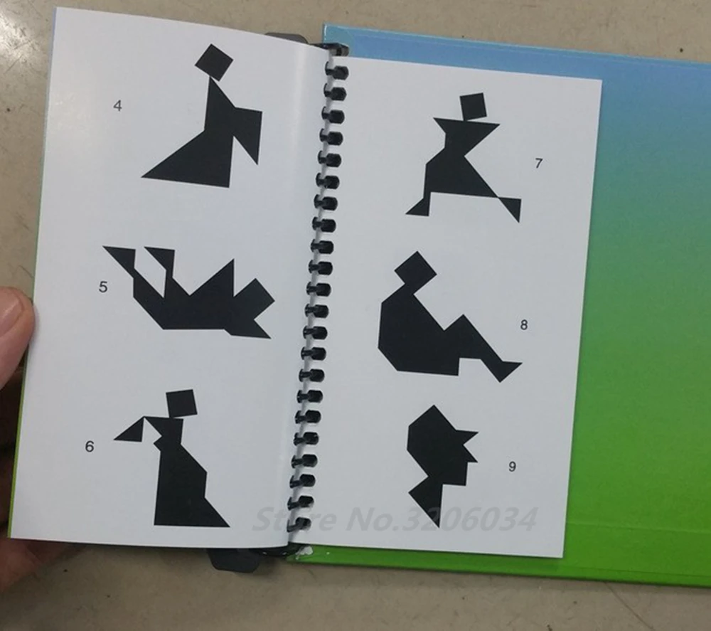 150 240 Puzzles Magnetic Mathematic Tangram Toys Children Kids Gift Challenge IQ Book Educational Magic Book (12)