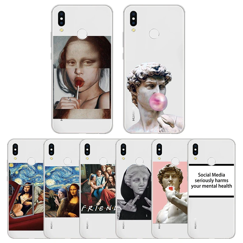 

Soft Silicone TPU Statue Artistic Coque For Huawei P8 P9 P10 P20 Mate 10 20 Plus Lite mini 2017 P30 Pro P Smart 2019 Capa Case