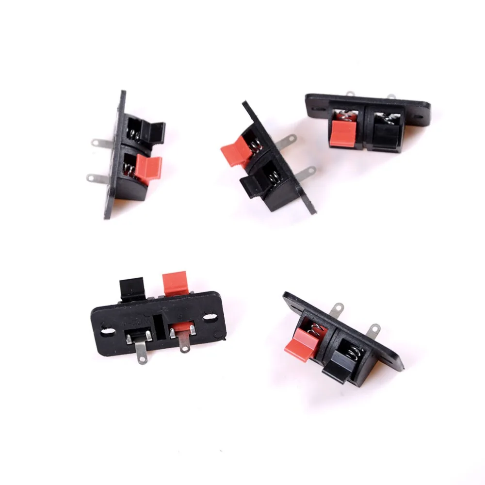 

5PCS 2PIN IMC Hot Single Row 2Position Push In Jack Spring Load Audio Speaker Terminals Panel Connector KW