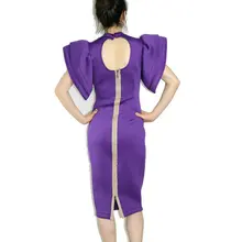 High-end custom 2016 spring Sunmer sexy women dress Slim Pencil Dress Women’s Brand Butterfly Sleeve purple Dress plus size xxxl