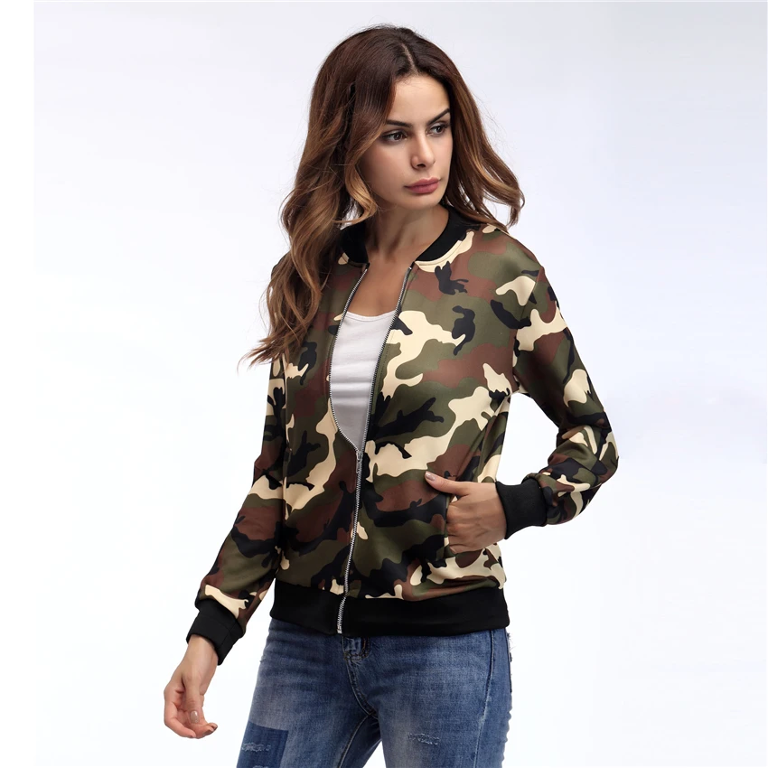 2018 Green Gray Feminina Base Manteau Jaqueta Camouflage D'hiver Femmes Mujer Vestes Bomber Feminino Chaquetas camouflage Casaco Zipper De Casual aUv5twxq
