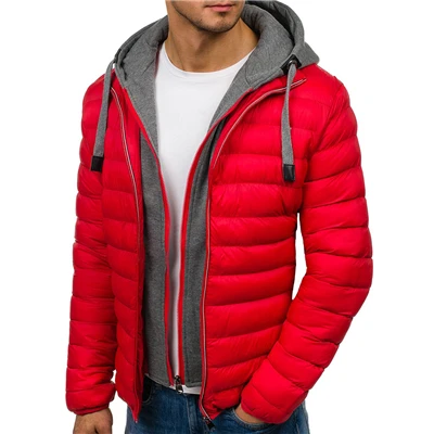 ZOGAA/зимнее пальто для мужчин; повседневная куртка с капюшоном и хлопковой подкладкой; парка; зимняя куртка для мужчин - Цвет: Red