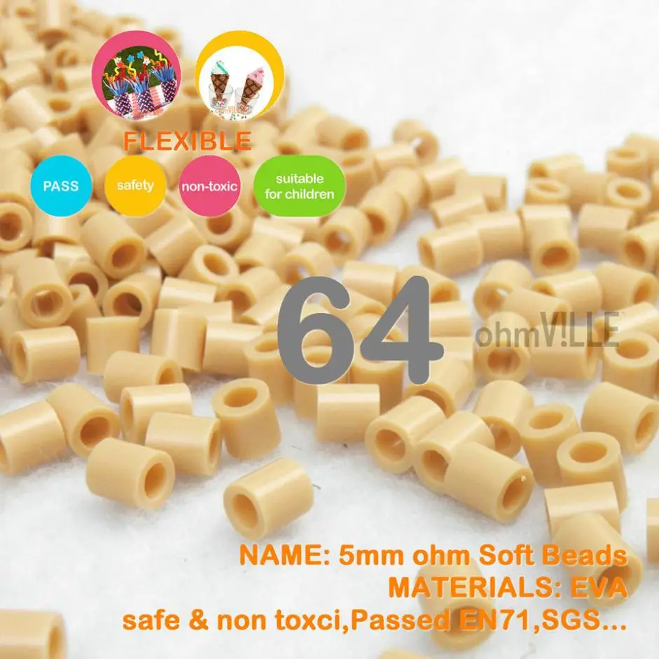 Hot Sale!!! 5mm Soft Flexible Ohm Beads ( Beige Id64 ) 90 Colors For