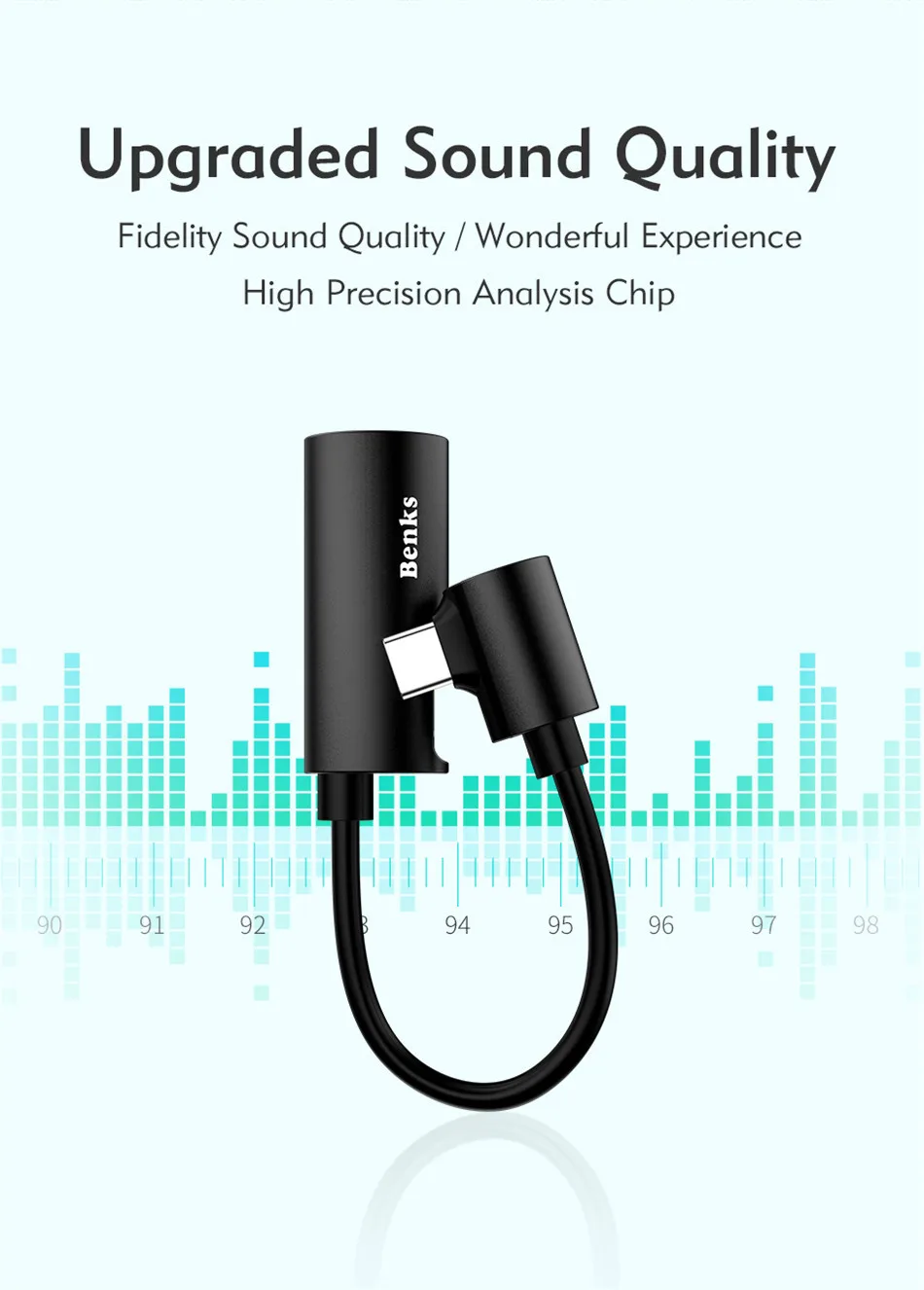 Benks Double Charging Lighting Hearphone Adapter 2 in 1 Fast Charge For Iphone Audio Adapter For iPhone X 7 8 Cable Converter (4)