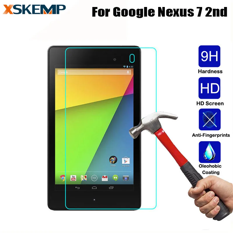 Твердое закаленное защитное стекло твердостью 9H для Google Nexus 7 2 й ударопрочный без