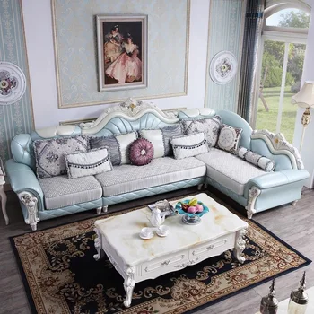 

Simple European style L shape leather sofa set for living room furniture