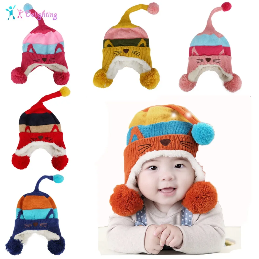 New Style Baby Newborn Hats Winter Warm Earflap Cap Colorful Cartoon