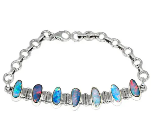

Genuine Australian Opal Bracelet 100% 925 Sterling Silver 18cm BR0085