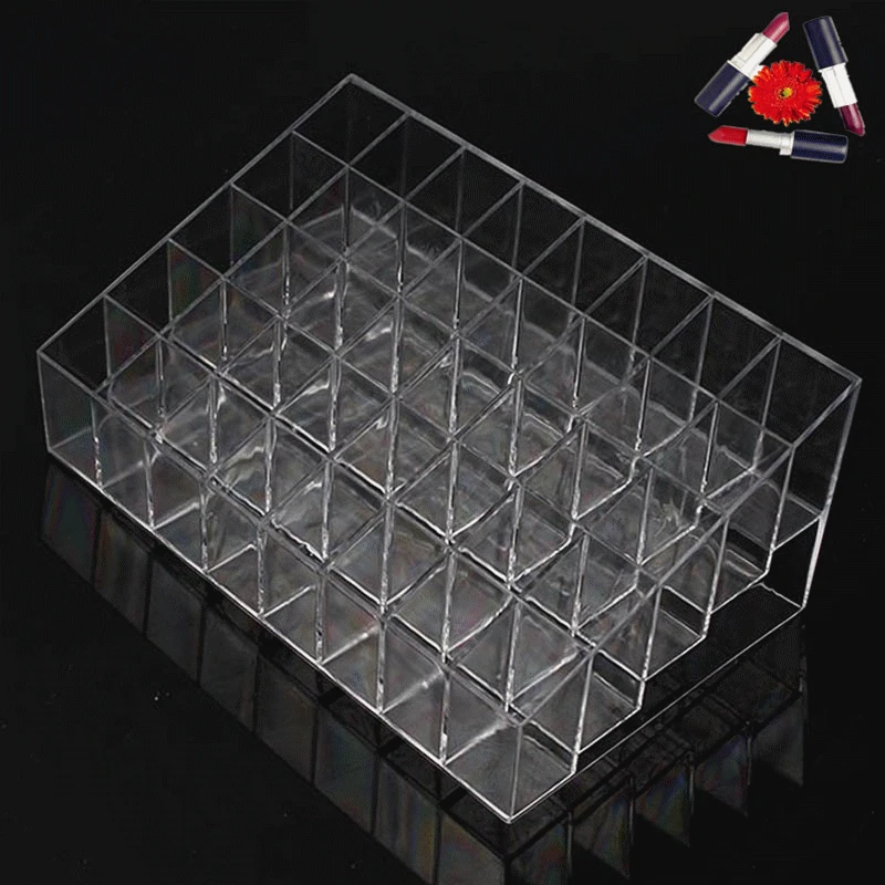  Trapezoid Clear Makeup Display 40 Lattices Lipstick Stand Case Cosmetic Organizer Holder Box Hot sa