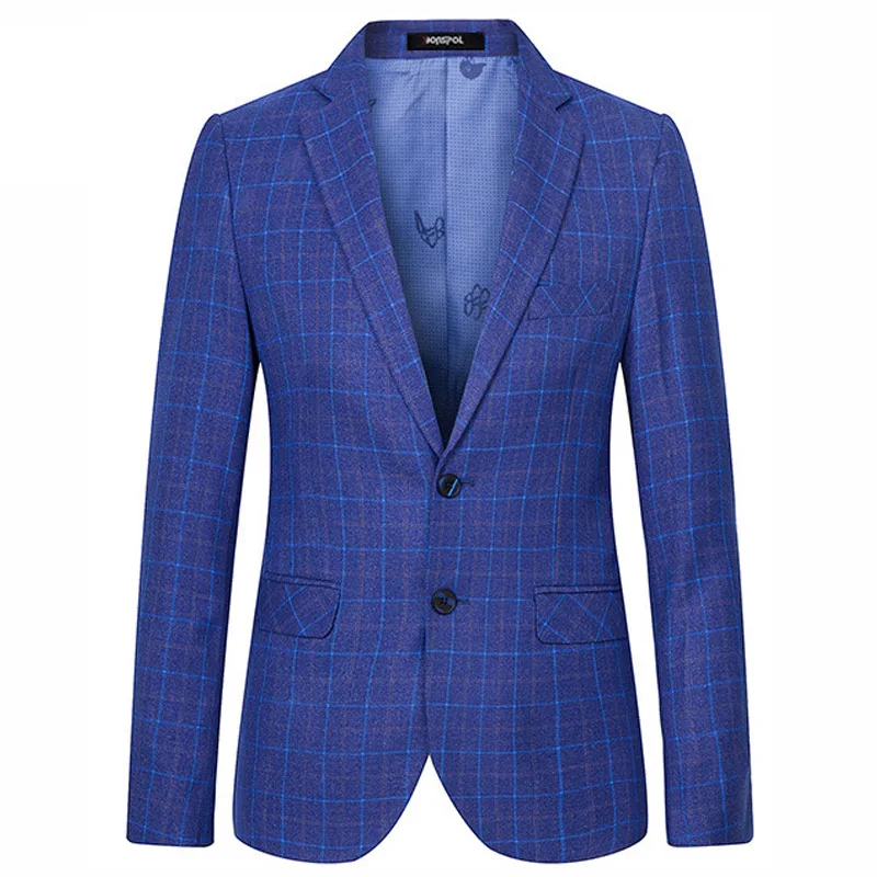 Men's Blazer 2017 British Style Slim Fit Burgundy Mens Plaid Blazer Formal Jacket Men Classic