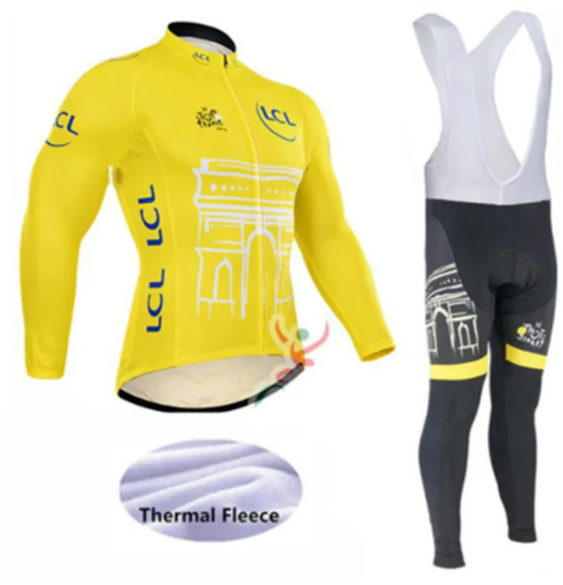 

Tour de France Pro Winter Team Cycling Jersey Pants Set Ropa Ciclismo Thermal Fleece Cycling Wear Bike Bicycle Clothing Suit