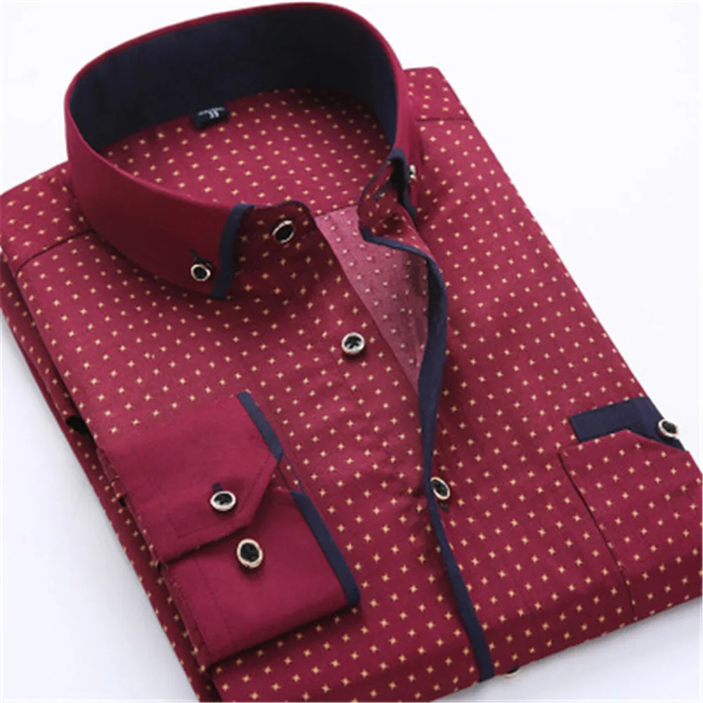 

2019 Men Fashion Casual Long Sleeved Printed Shirt Slim Fit Male Social Business Dress Shirt Brand Men Clothing Soft Comfortable