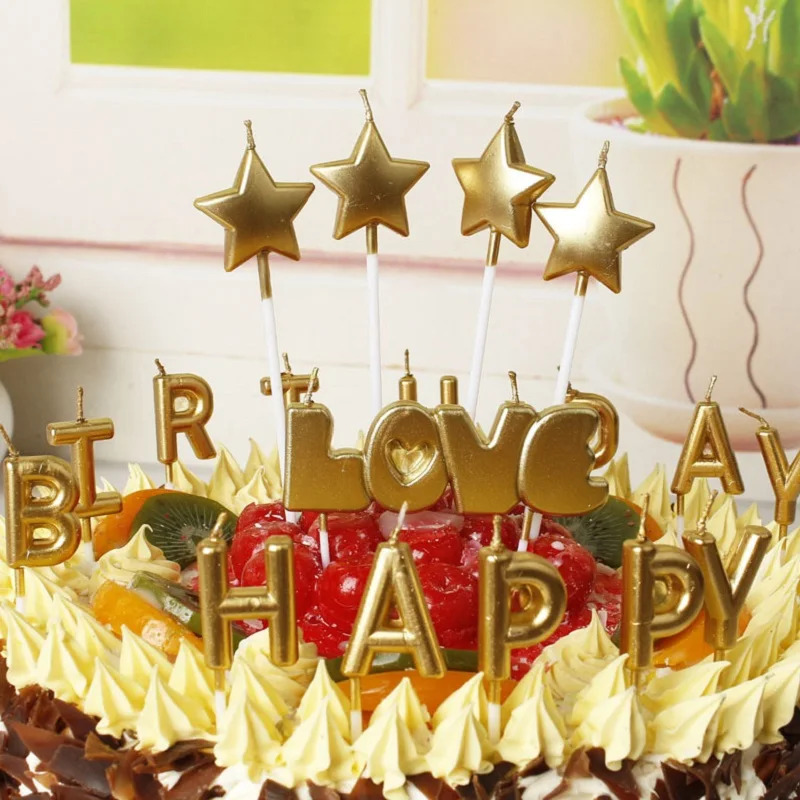 

Birthday Candle Happy Birthday Stars Candle for Birthday Cake Topper Flameless Stick Candle for Wedding Christmas Party Candles
