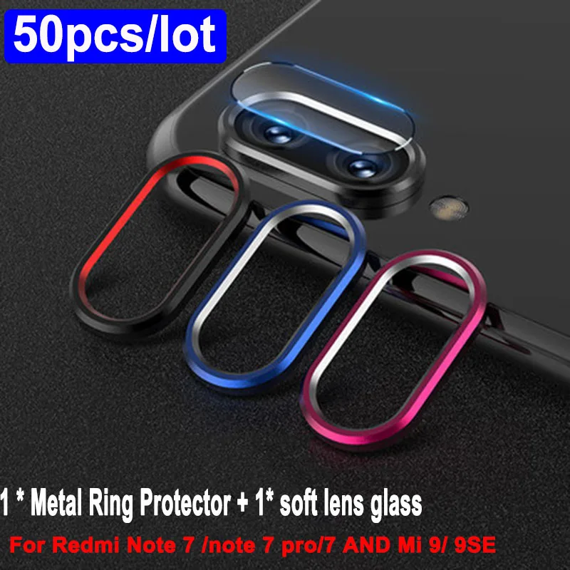 

50pcs Tempered Glass Film For Redmi Note 7 Pro Camera Lens Ring For Xiaomi Mi9SE Case Aluminum Camera Cover Ring Protective Film