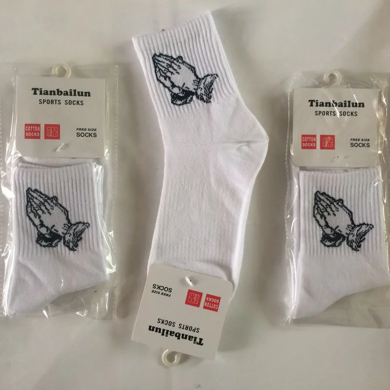 5 pair fashion pray hands mercy hiphop skateboard font b calcetines b font font b hombre