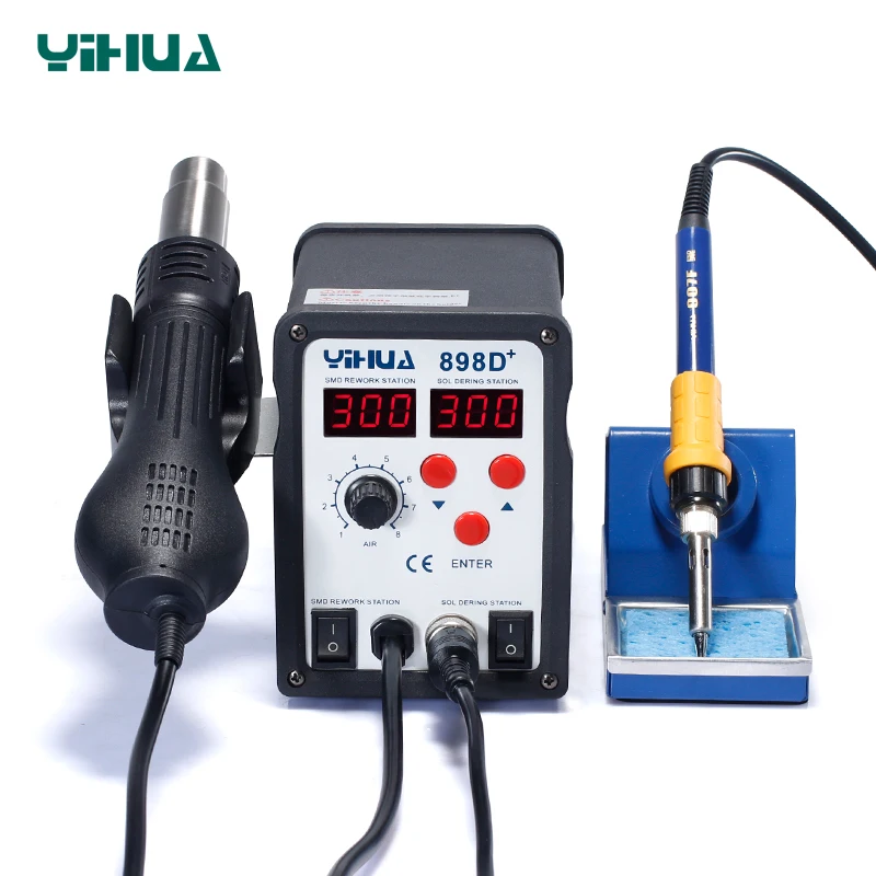 

Free Ship Cell Repair Tool Large Power Soldering Iron Station YIHUA898D+ Soldering Station Hot Air 720W For Motherboard Welder