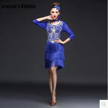 

2018 Women Dance Spandex Ice Silk Costume SetNew Fashion Tango Dress Dress Salsa Dress Samba Women Suits Latin Dance Dress