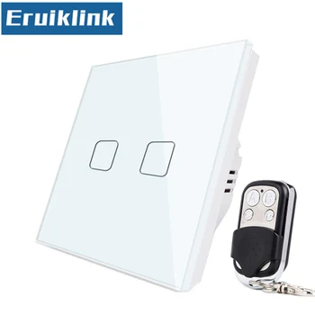

EU/UK Standard Light Remote Control Switches,White Glass Panel 1/2/3 Gang 1 Way AC110V~220V Smart Touch Switch+LED Indicator
