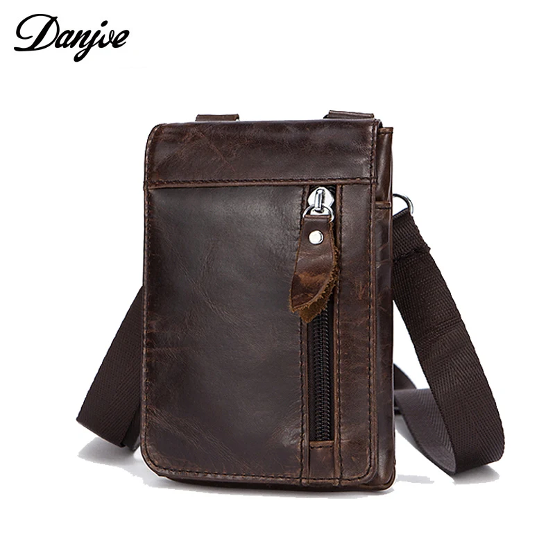

DANJUE Genuine Leather Belt Bag Waist Packs For Men Small Fanny Pack Phone Pouch Bags Travel Male Waist men's Bag Leather Pouch