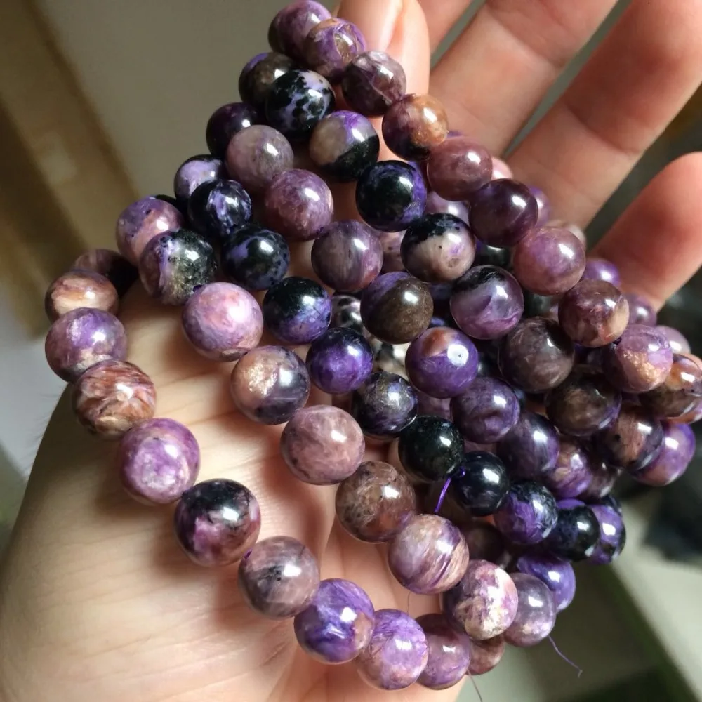 8-9mm Natural Charoite Stone Beads Bracelet Natural Jewelry For Woman Wholesale !