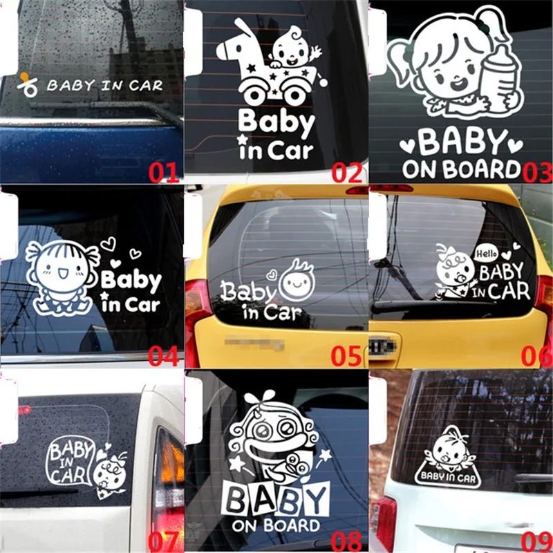 White Styling Automobile Accessories Baby in car Funny Stickers and Decals Cartoon Auto Sticker