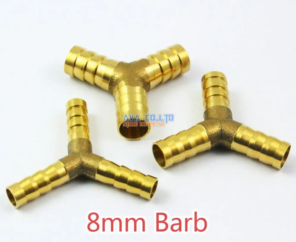 10 Pieces Brass Y 3 way 8mm Barb Fuel Hose Joiner Air Gas Water Hose