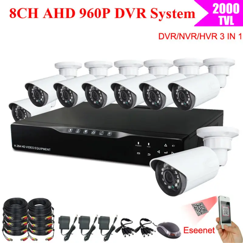 home 8CH CCTV DVR System AHD 8 720P 960P 1.3 Megapixels Enhanced IR Security Camera 2000TVL | Безопасность и защита
