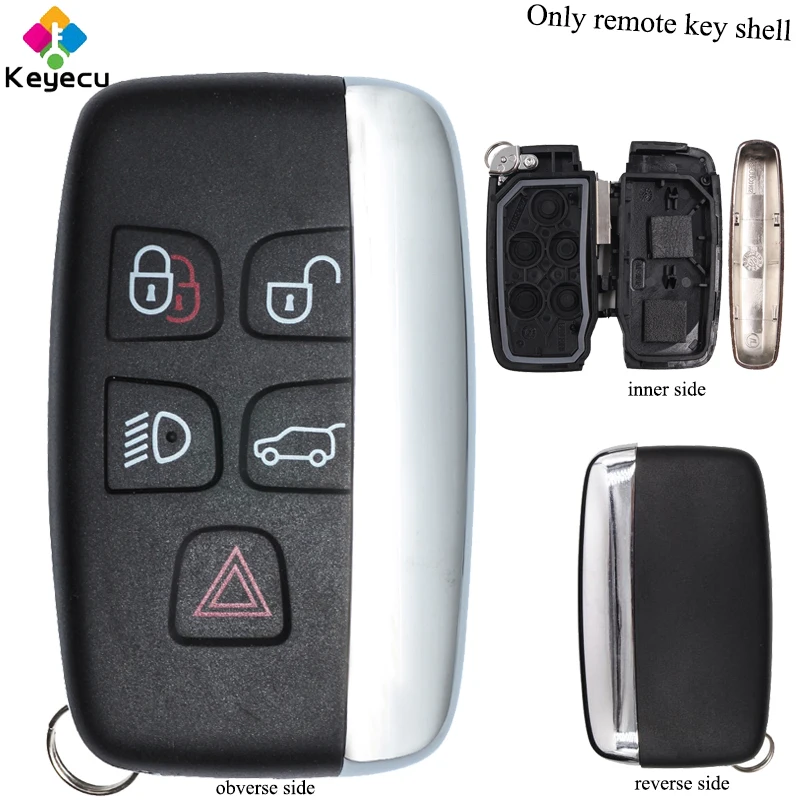 

KEYECU Replacement Smart Remote Car Key Shell - 4+1/ 5 Buttons - FOB for Jaguar XJ XF XJL 2010 2011 2012 2013 - Only Key Shell