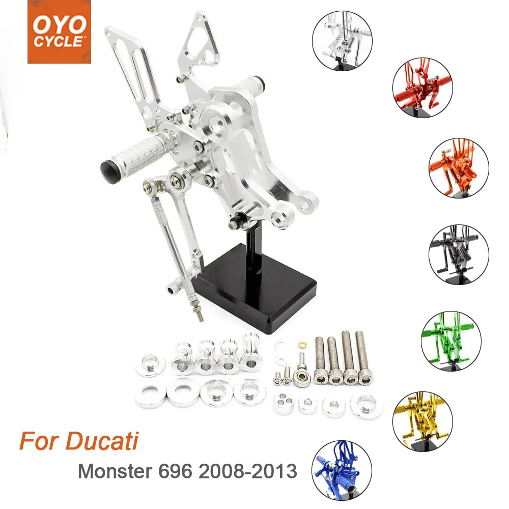 

For Ducati Monster 696 2008-2013 Motorcycle Rear Set Accessories CNC Adjustable Rearset Foot Pegs 696 Foot Rests Footpegs
