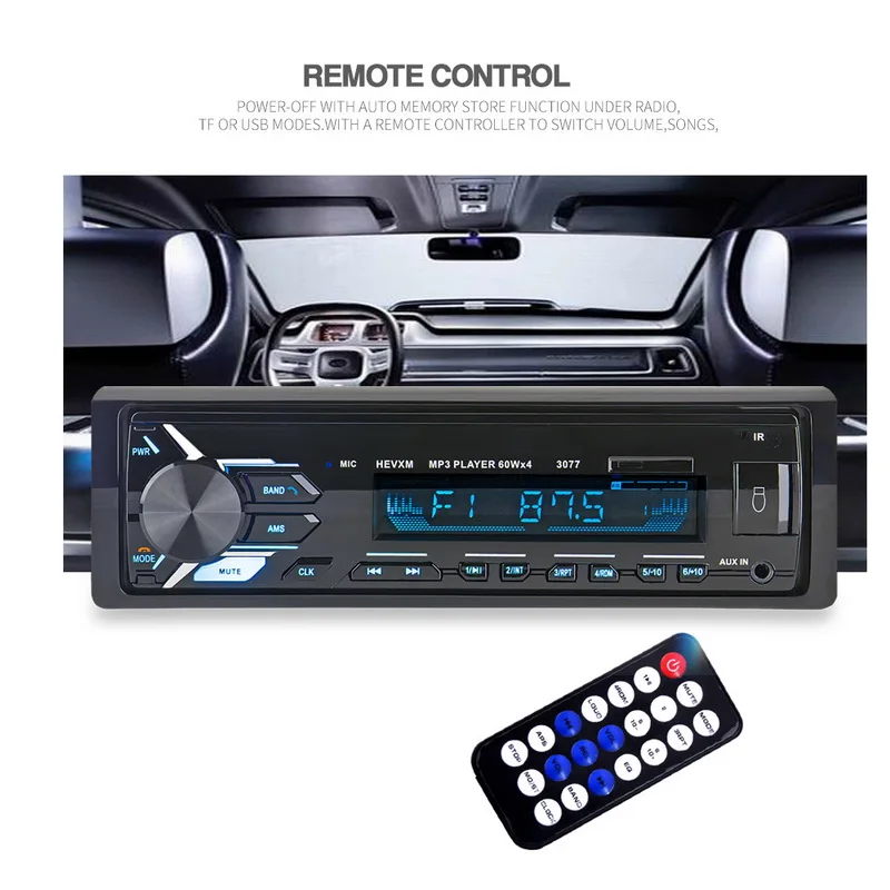 Авторадио Автомобильный радиоприемник 12 В Bluetooth Автомобильная стереосистема In-dash 1 Din FM Aux Входной приемник SD USB / TF MP3 MMC WM