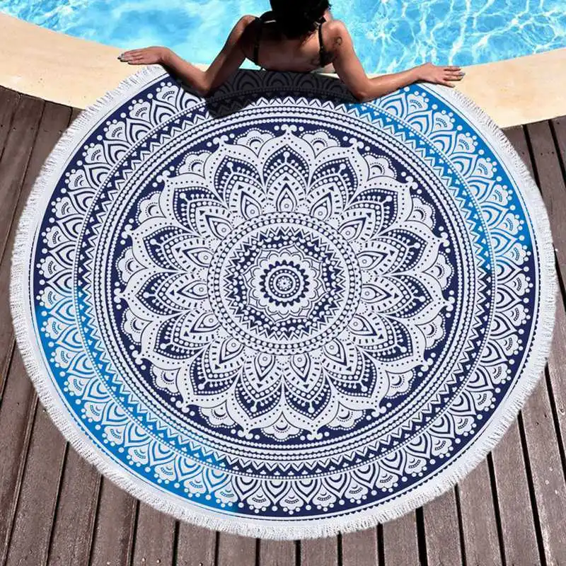 Beach Towels 150cm Flowers Printed Round beach towel Summer Chiffon