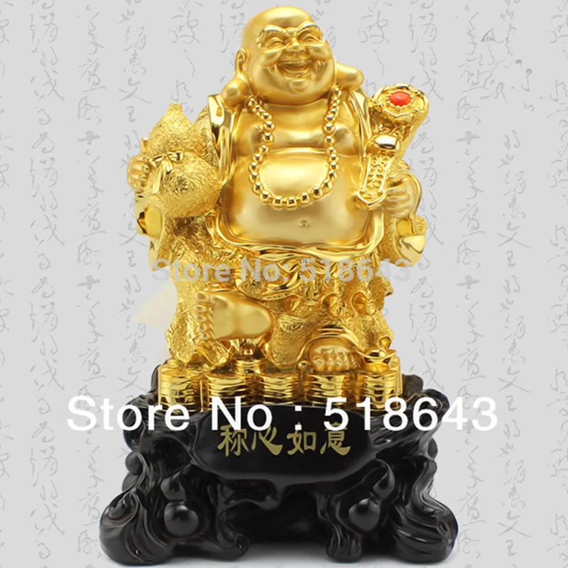 Good luck Gold plated smiling Buddha maitreya Buddha furnishing