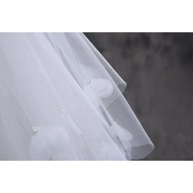 Тюлевое свадебное платье вуали пушистые белые цветы, лепестки Многослойные супер длинные свадебные волосы Фата невесты сказочные