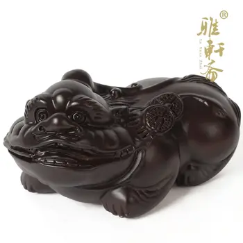 

Dongyang wood carving crafts mahogany Zhaocai Ebony Wood paneled Pi Xiu Feng shui ornaments on a brave animal