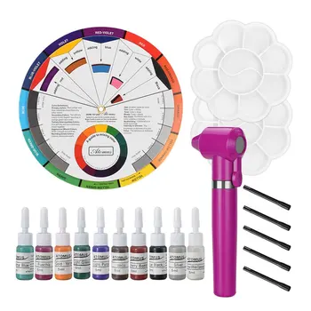 

New Tattoo Pigment 12 Color Wheel Paper Card Supplies Three-Tier Design Mix Guide Round The Central Circle Rotates