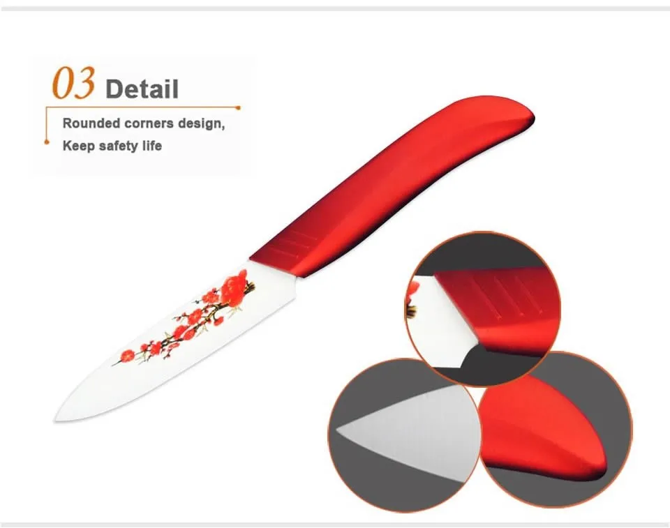 Ceramic Knife Set Red Flower Blade Red Handle 4 Piece Knife + A Sharp  Peeler Good Kitchen Knives-Ceramic Cooking Tools