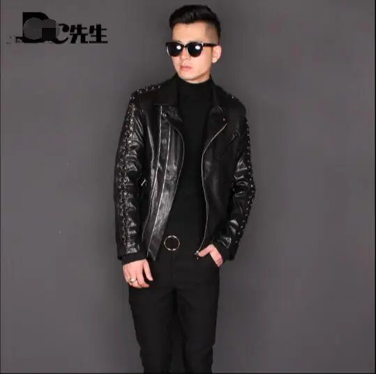 

Original design for a leather jacket with a leather jacket and a stylish autumn/winter PU leather motorcycle leather coat
