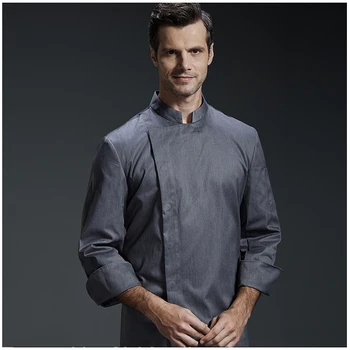 uniform hotel professional head chef uniform restaurant kitchen grey chef jacket Food service long sleeve cook clothes work wear set long sleeve factory working clothes worker uniform repair service uniform