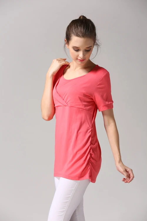 Emotion Moms летняя одежда для беременных топы для беременных Одежда для грудного вскармливания для беременных и кормящих женщин футболка Топы для кормящих - Цвет: Розовый